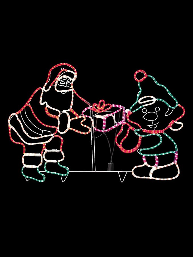Rope Light Santa & Elf With Flashing Option - 1.4m