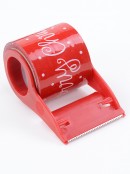 White Merry Christmas On Red Christmas Gift Wrapping Tape - 50mm x 15m