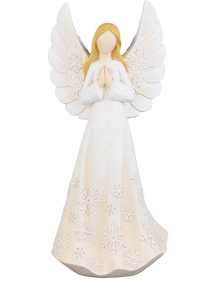 26cm Elegant Ivory Look Blessing Angel Resin Figurine Ornament