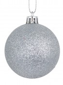 Silver Glittered, Matte & Metallic Christmas Bauble Decorations - 12 x 60mm