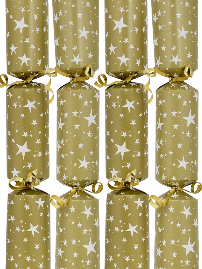 White Stars Pattern Design On Gold Christmas Cracker Bon Bons - 50 x 30cm