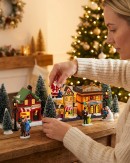 17 Piece Christmas Village Set With Theatre, Bookshop & Gift Store Figures