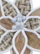 Natural Hessian & Woven Tweed Poinsettia Stem With Frosted Trim | 26cm