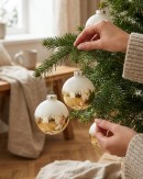 4x Timeless Glossy Gold Signature Glitter Snow Ball Bauble | 10cm