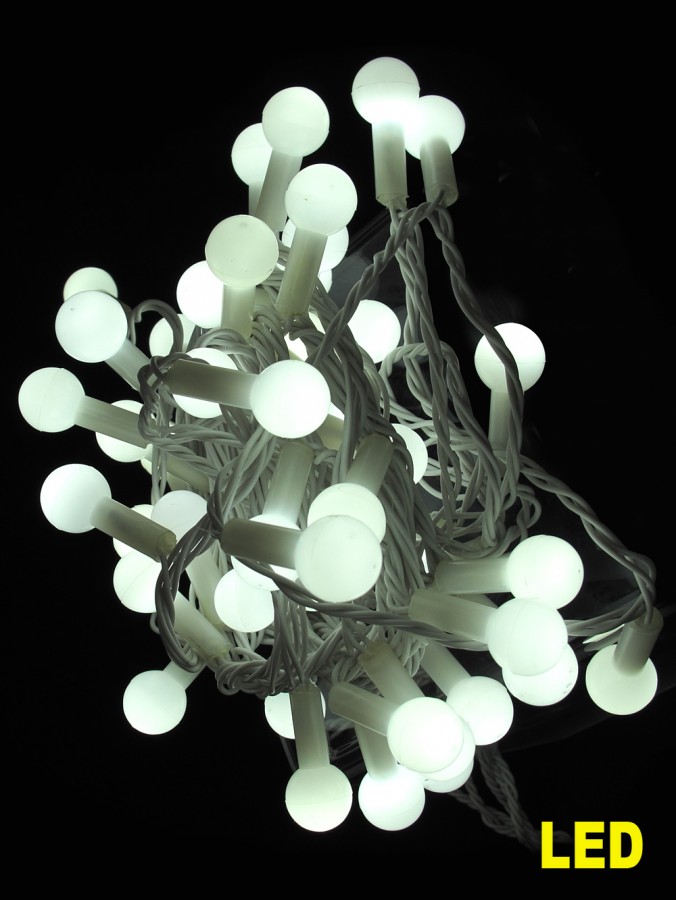 48 Cool White LED String With Sphere Bulbs String Lights - 4.8m