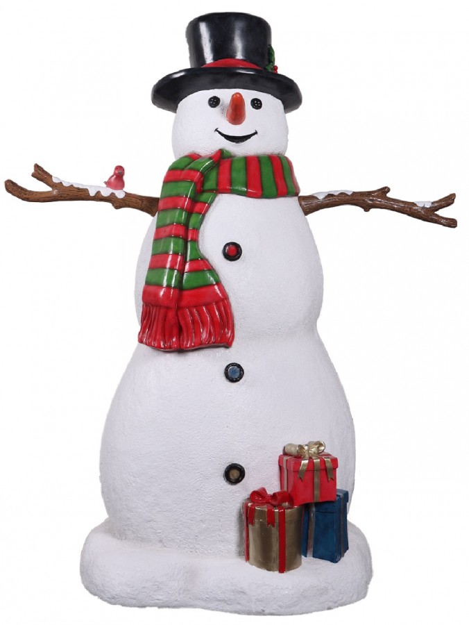 Snowman With Gifts & Bird Friend Resin Life Size Christmas Ornament - 1.5m