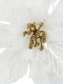 White With Gold Stamen Poinsettia Decorative Christmas Flower Pick - 22cm