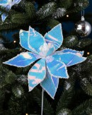 55cm Iridescent Glossy & Shiny Poinsettia Flower Long Christmas Stem