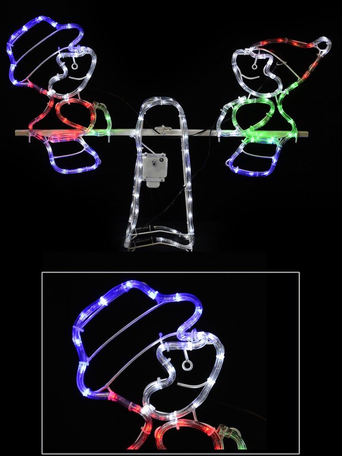 Animated See-Saw Elves LED Rope Light Display - 85cm