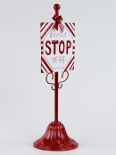 Red & White Tin Santa Stop Here Christmas Table Top Signpost - 41cm