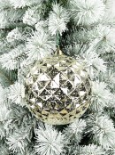 20cm Shiny Champagne Mercury Like Finish Large Display Textured Bauble
