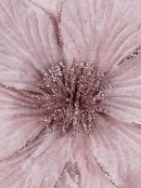 Pale Pink Fabric With Glitter Magnolia Decorative Christmas Flower Stem - 56cm