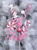 Pink & White Candy Confectionery Christmas Lollipop Long Stem - 25cm Wide