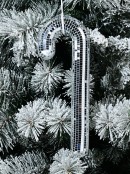 46cm Silver Reflective Mirror Ball Candy Cane Hanging Ornament