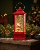 Santa & Lamppost Large LED Christmas Snow Globe Lantern | 28cm