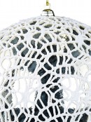 15cm Shiny Champagne Christmas Ball Bauble With Textured White Mesh