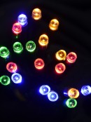 20 Multi Colour Concave LED Bulb Christmas String Battery Lights - 2.4m
