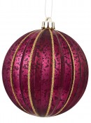 Matte & Shiny Burgundy Baubles With Antique Finish & Glitter Lines - 4 x 10cm