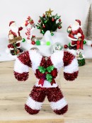 Red & Iridescent White Tinsel Strand Candy Canes Christmas Decoration - 47cm