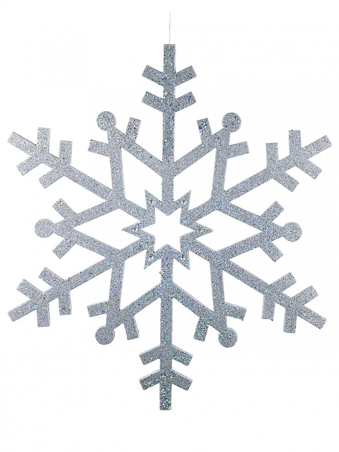 80cm Silver & Laser Reflective Sequins Large Display Snowflake