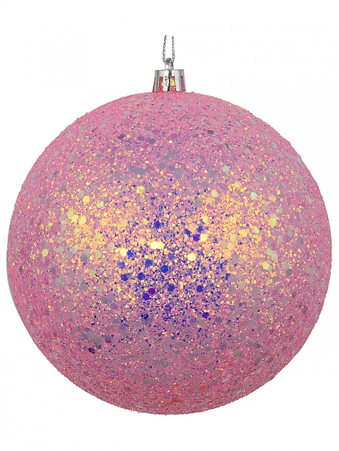 Whimsical Bubblegum Pink & Silver Grand Glitter Encrusted Bauble | 12cm