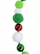 Metallic & Plush Red, White & Green With Pearl Bauble Christmas Garland - 1.8m