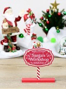 Red Santa's Workshop North Pole Christmas Tabletop Signpost Ornament - 30cm