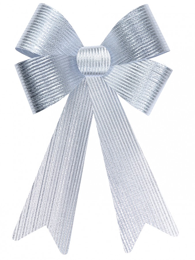 45cm Large Silver Glitter Thread Stripe Christmas Bow