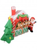 Reindeer Stable With Jolly Santa Illuminated Christmas Inflatable Display - 2.5m