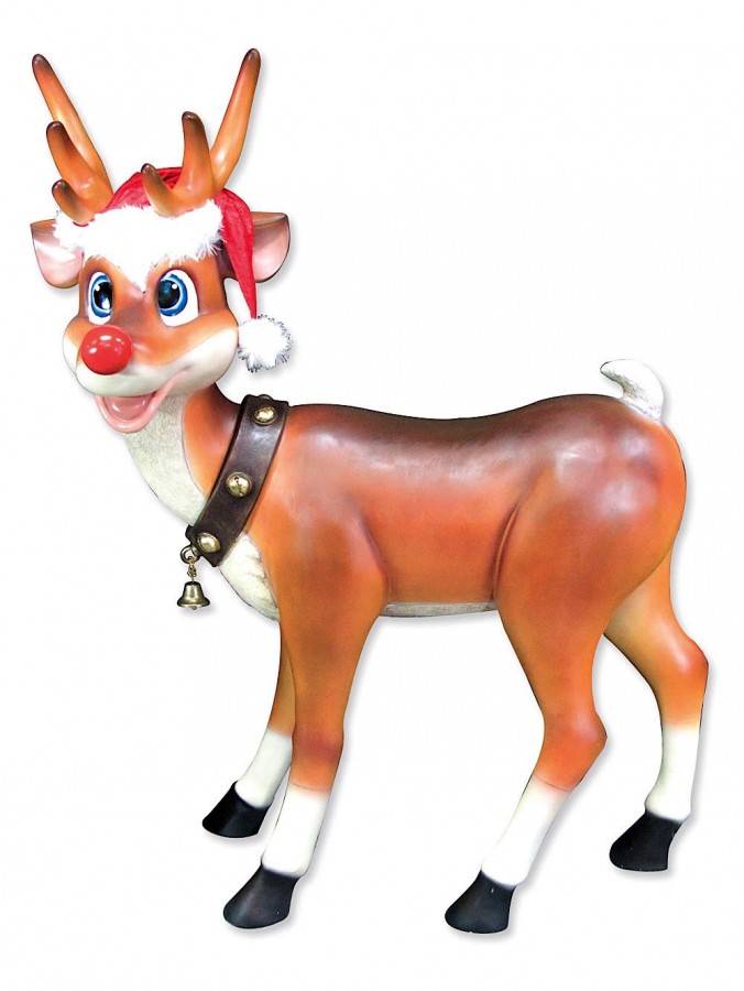 Cute Standing Life Size Christmas Reindeer Resin Decor - 1.1m