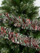 Red, Green & Silver Thick & Thin Pine Needle 6ply Christmas Tinsel Garland - 2m