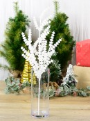 64cm White Frost Flowers Look Spray Long Christmas Stem