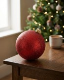 Majestic Red Glitter Large Display Bauble | 20cm