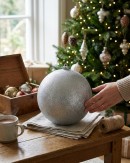 Majestic Silver Glitter Bauble Large Display Ornament | 20cm