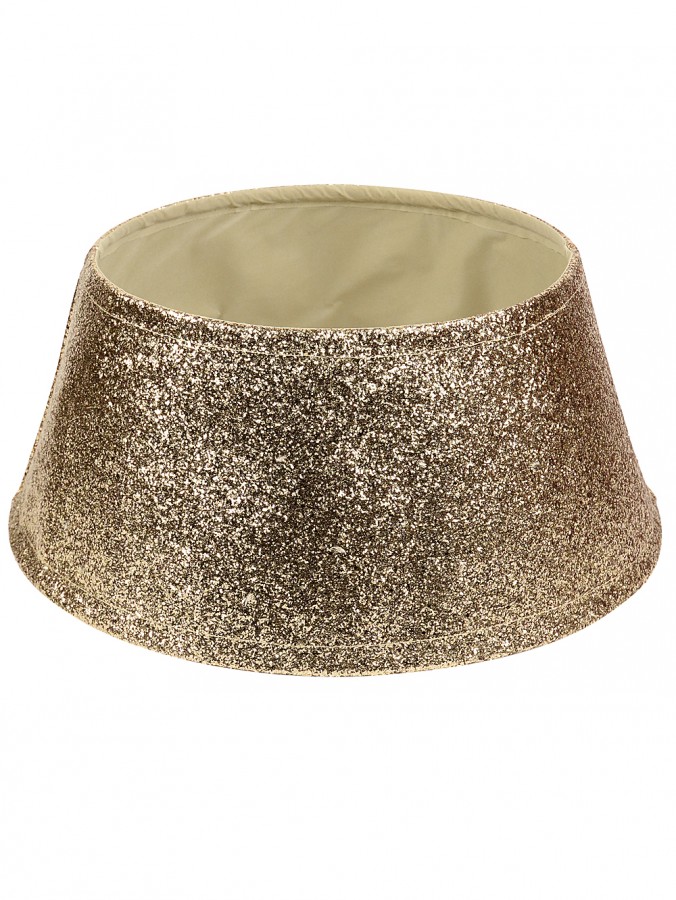 Crystal Gold Glitter Effect Textured Conical Shape Christmas Tree Skirt - 58cm