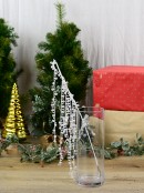 45cm Clear Iridescent Diamante Bead Spray Long Christmas Clip Stem