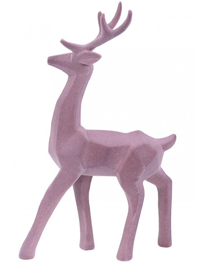 Lilac Modern Chic Standing Flocked Christmas Reindeer Ornament - 47cm