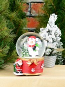 15cm Snowman, Santa Sack & Tree Scene Wind-Up Music Snow Globe Ornament