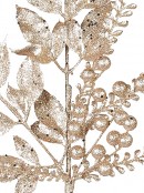 Gold Glittered Leaves, Berries & Eucalyptus Christmas Spray Stem - 54cm