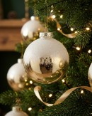 4x Timeless Glossy Gold Signature Glitter Snow Ball Bauble | 10cm