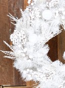 50cm Arctic White Fir Wreath With White Berries, Picks & Baubles