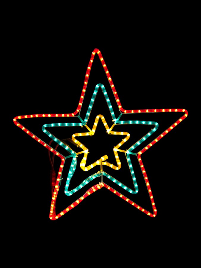 Multi Colour 5 Point Star Rope Light Silhouette - 70cm