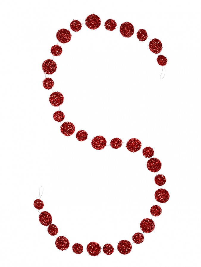 Metallic Red Whimsical Essential Multi Size Bauble Garland | 1.8m