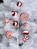 Red & White Peppermint Candy Christmas Lollipop Long Stem - 20cm Wide