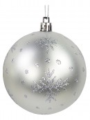 Silver Gloss & Matte Baubles With Glitter Lines & Snowflakes Print - 8 x 80mm