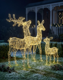 3D Reindeer Family Of 3 Warm White Naked Wire LED Light Display