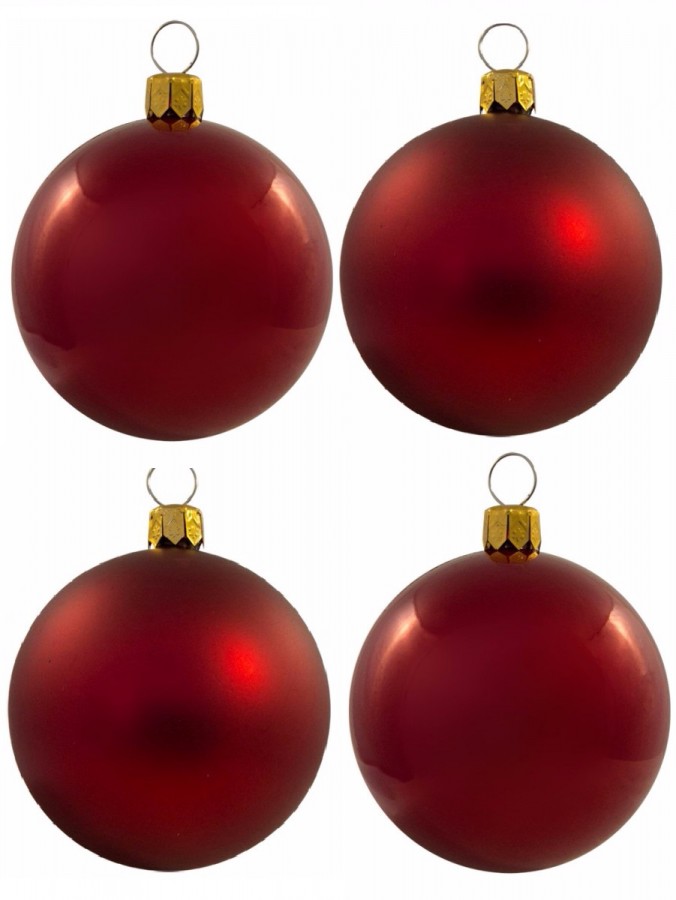Shiny & Matte Red Baubles - 16 x 60mm