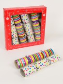 Colourful Festive Stripe & Dot Design Christmas Cracker Bon Bons - 6 x 30cm