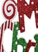 Red & Green Glitter On White Merry Christmas Sign Hanging Decoration - 24cm