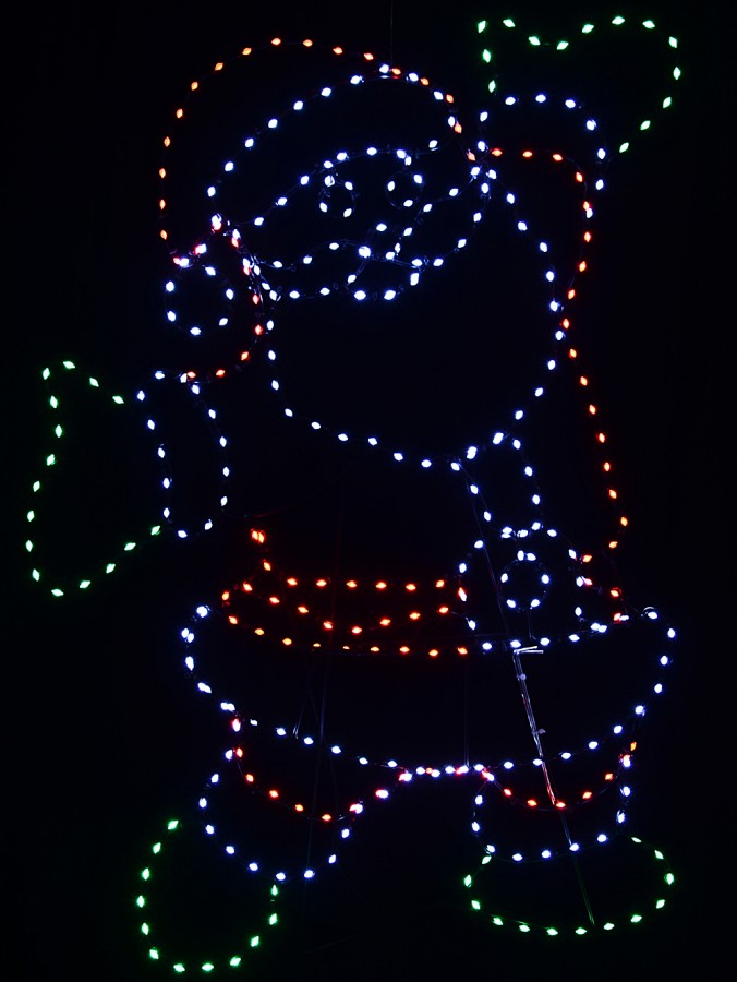 78cm Jolly Posing Santa On Black Frame Outdoor LED Light Display